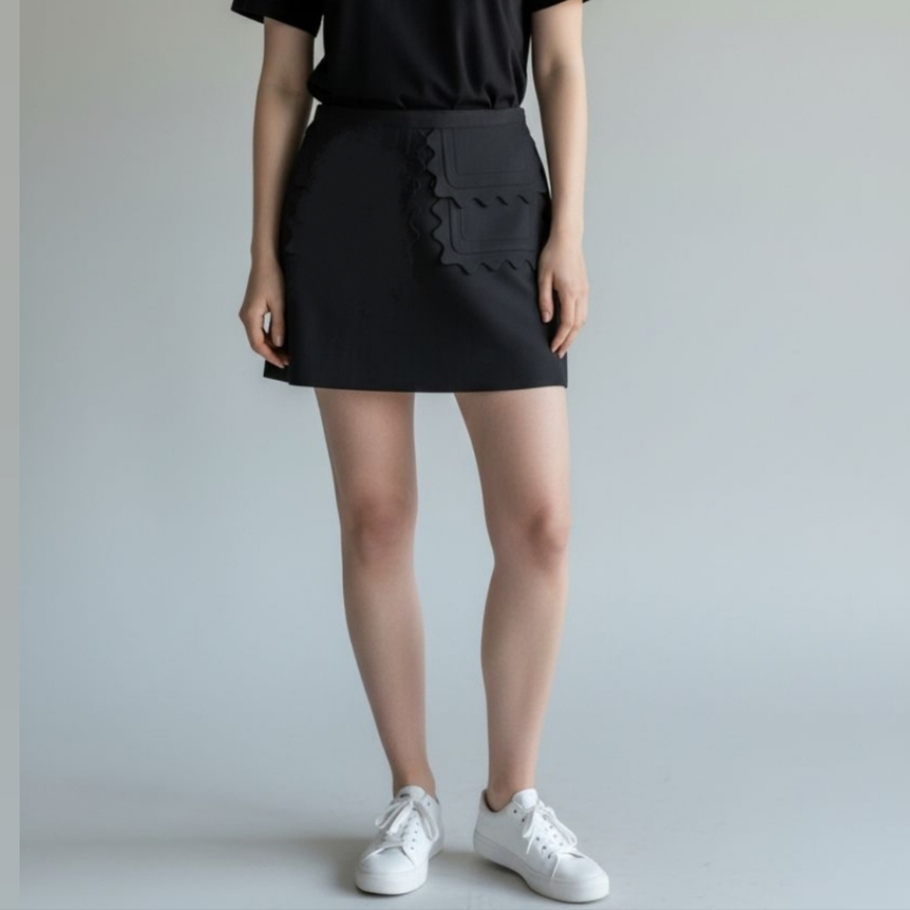 Victoria Beckham X Target Black Mini Skirt  With Pocket Accents Size Small